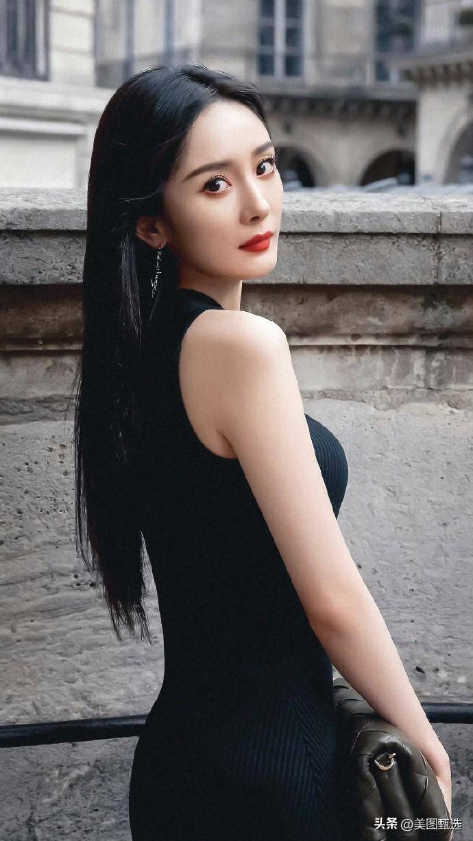 杨幂巴黎街拍合集黑色长裙676767