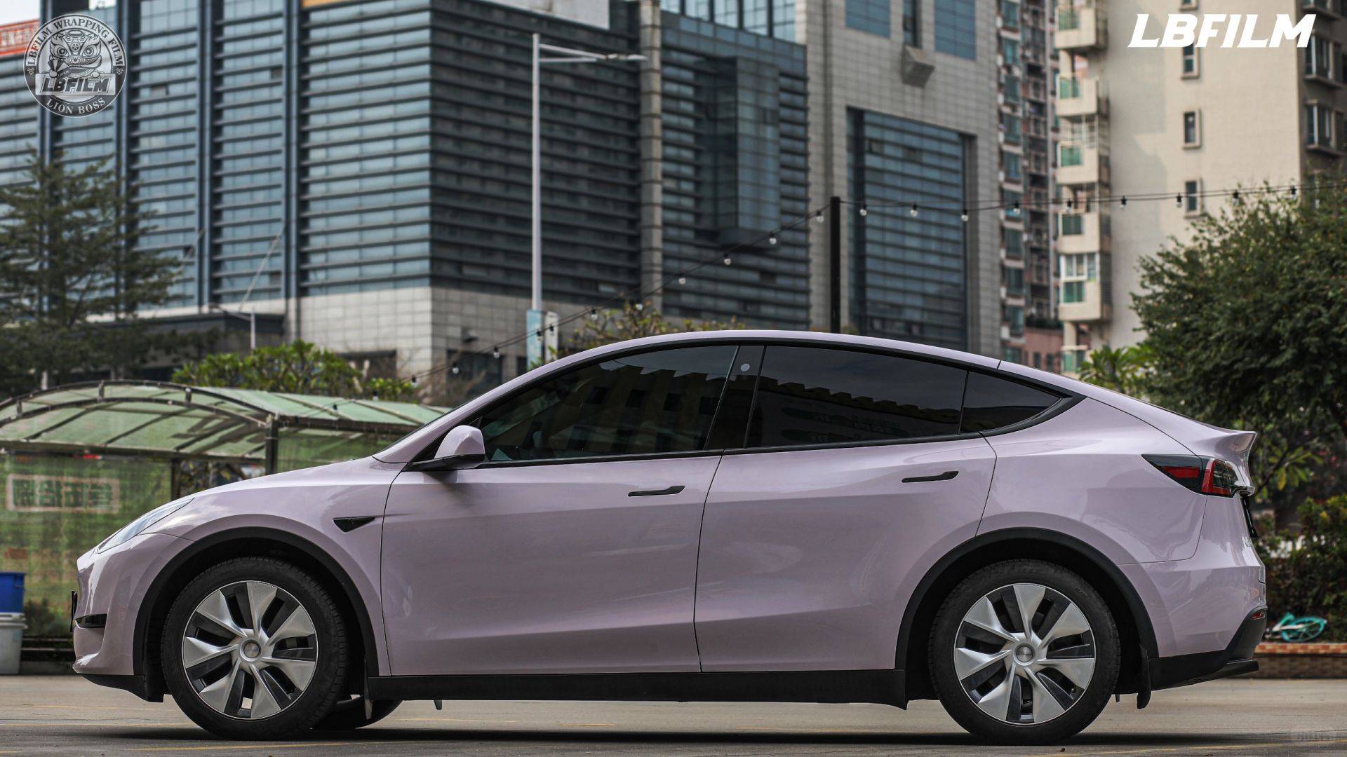 特斯拉lb改色膜迷雾灰紫治愈又显气质