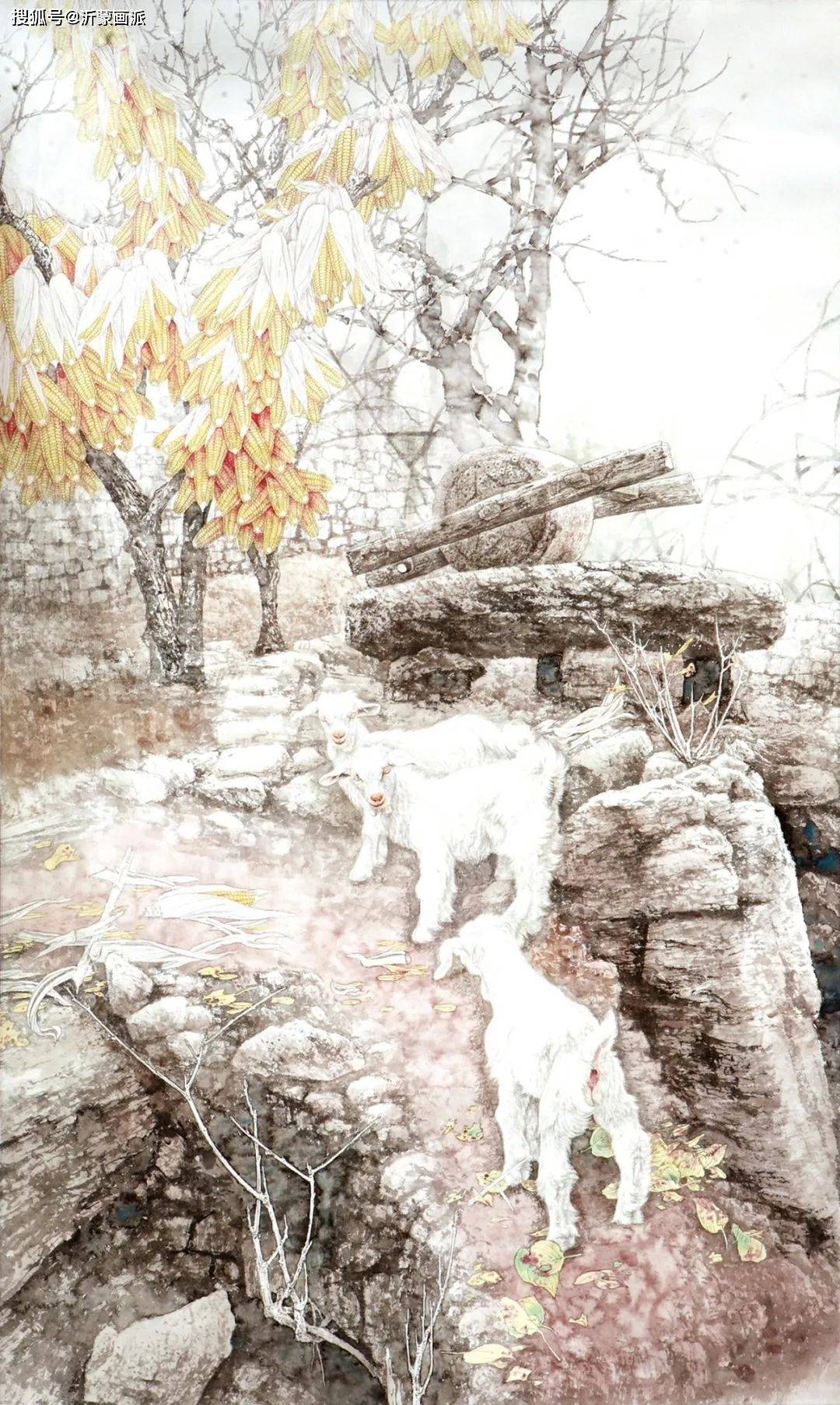 "沂蒙山花"映天红——沂蒙画派创始人何乃磊的沂蒙风情画_作品_艺术界