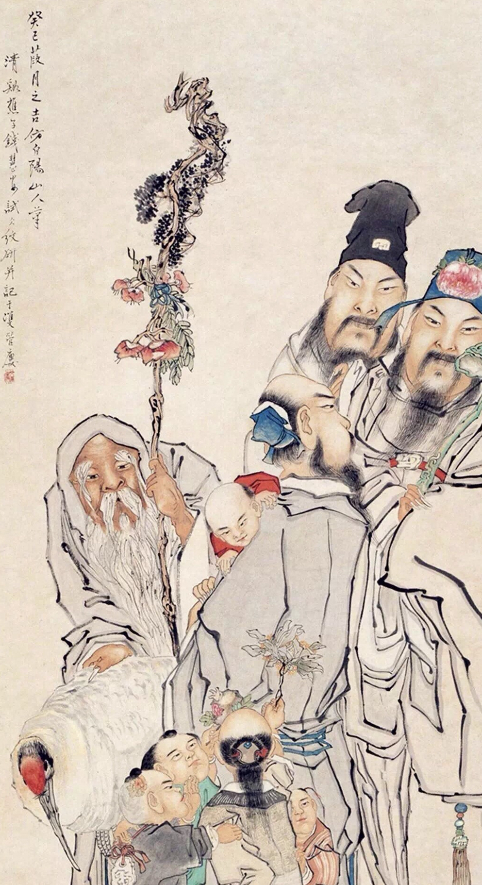 他的人物画融诸家之法独具创意是城隍庙画派代表画家之一