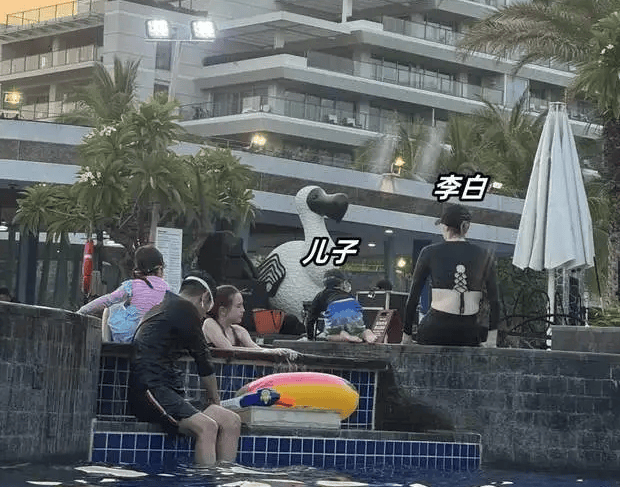 原创撒贝宁一家四口海南度假李白真实容颜曝光穿泳装露出丰腴美背