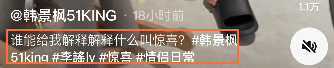4月8号晚,两人的感情好似更进一步,韩景枫于视频账