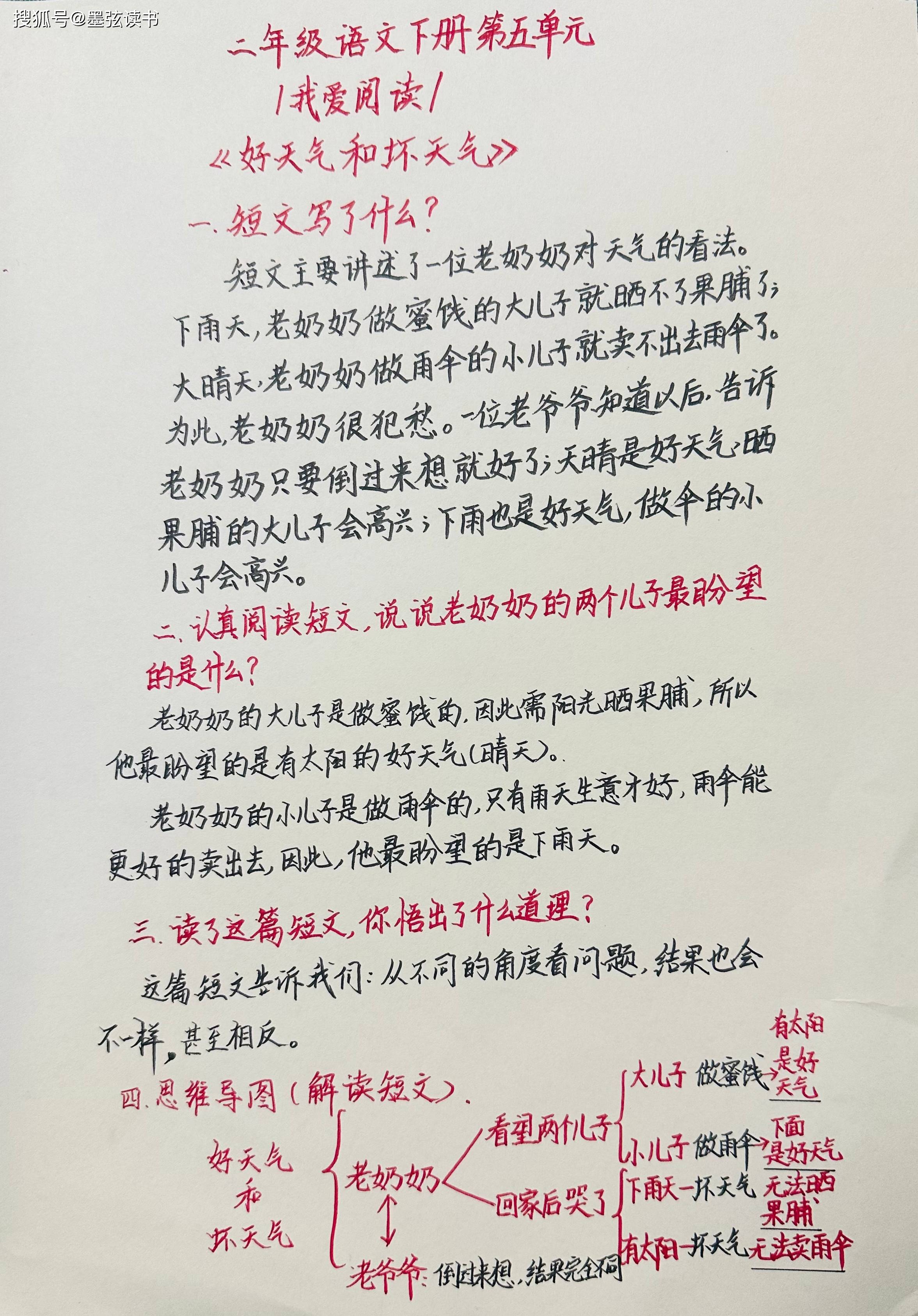 二下语文园地五我爱阅读好天气和坏天气课堂笔记解析