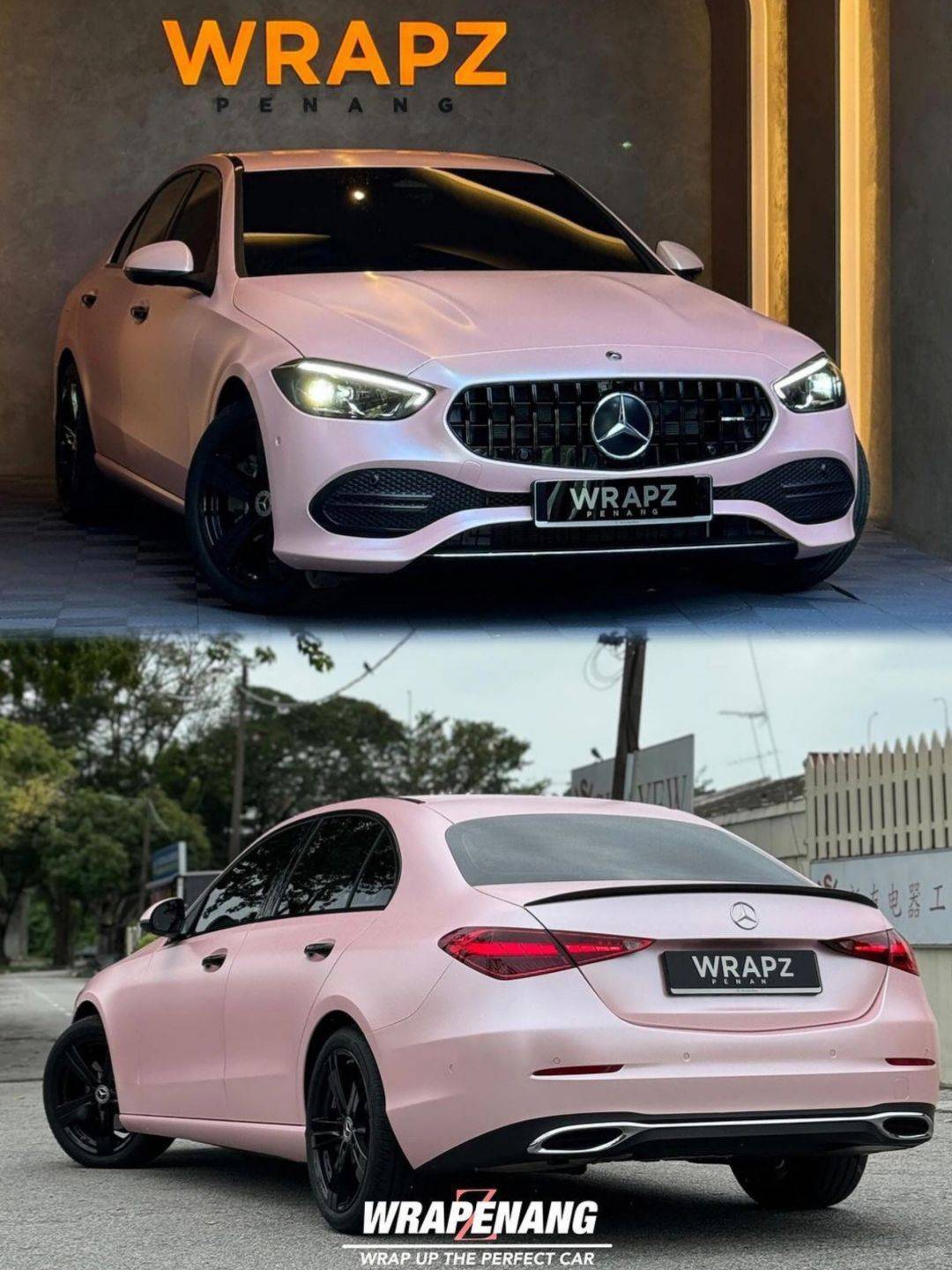 奔驰amg-lb品牌电光金属樱花粉改色膜,又甜又有气质