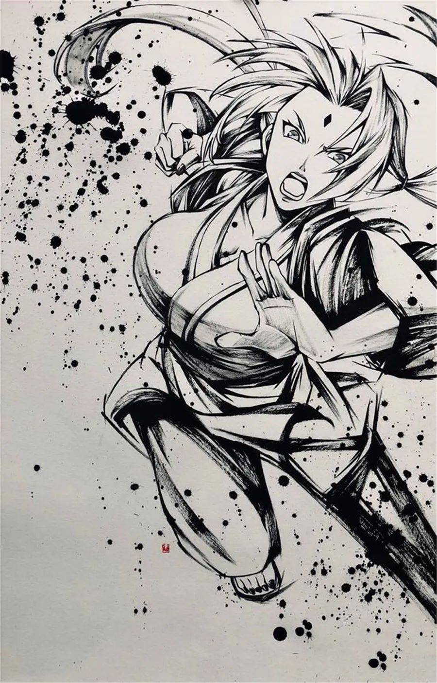 火影当忍者们遇上中国风水墨画风带土鼬很帅雏田小南美如画