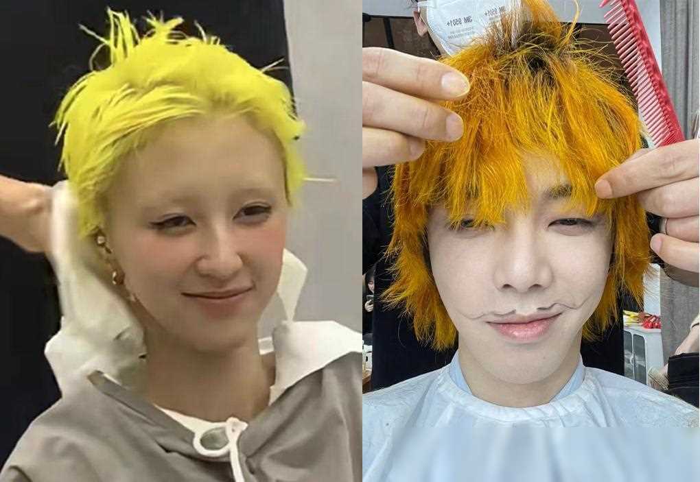 原创华晨宇女友放飞自我染黄发伤痕明显个性十足