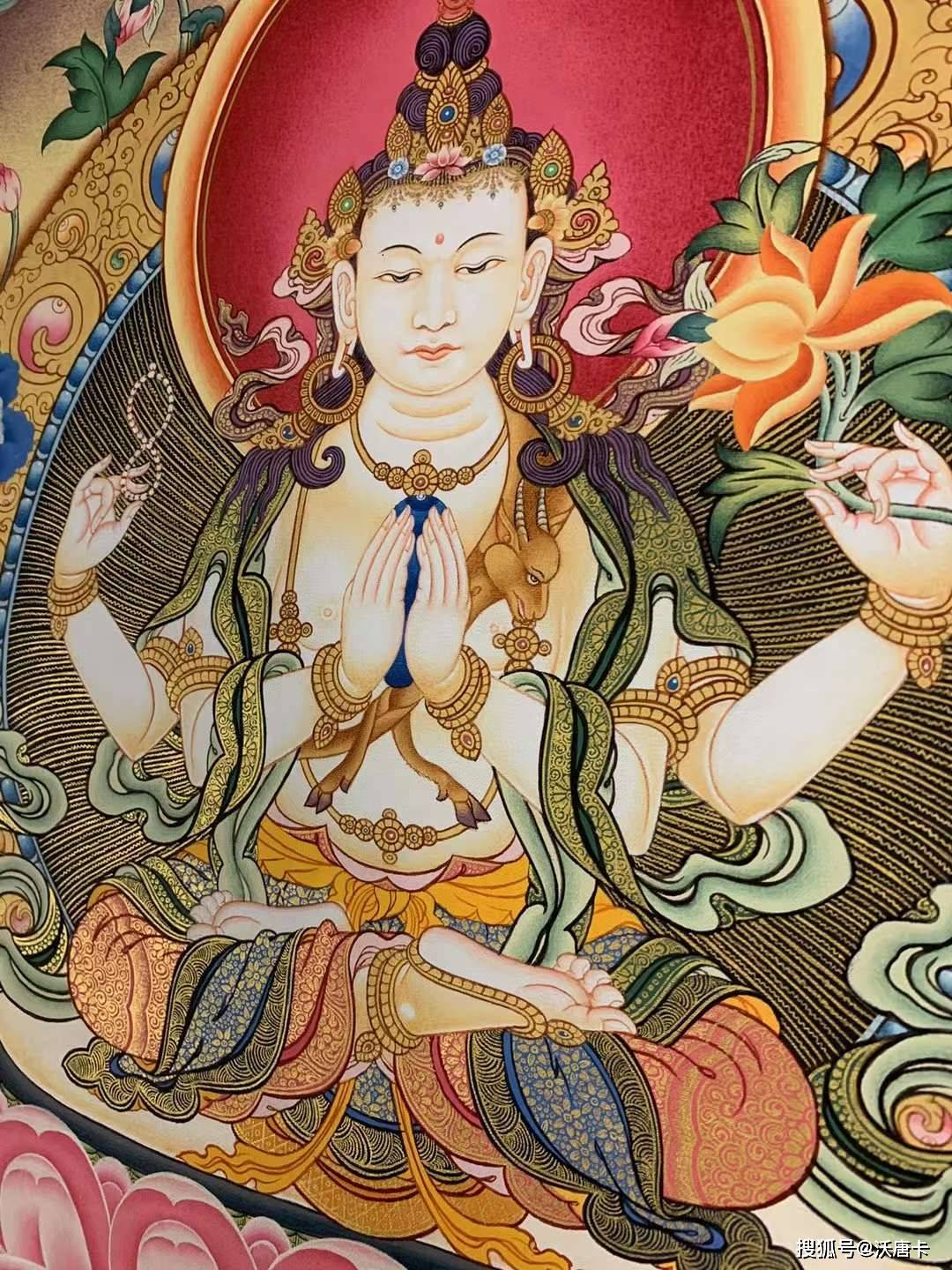 接下来请朋友们欣赏一组沃唐卡编号为182-116461的四臂观音唐卡:在