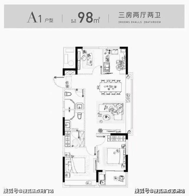 众安泽翠居建筑面积约98方a1户型效果图众安泽翠居售楼处电话:400