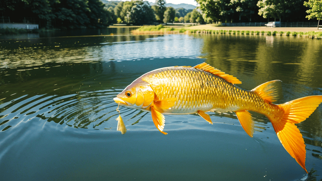 只见那水面的鱼漂往下一沉,傅宪泽已经眼疾手快地一抬鱼竿,一尾金灿灿