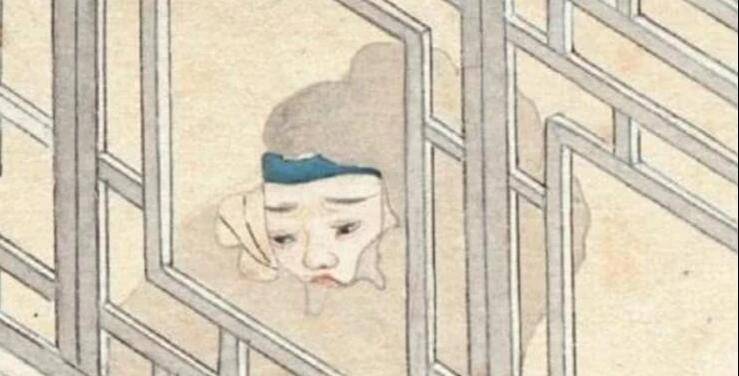 其中这书有一张插图就是《窥窗见鬼》,这个故事大概是一位书生,娶了一