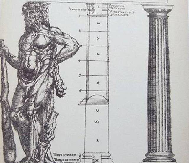 多立克柱和塔司干柱的比例在1:6～7之间,爱奥尼柱在1:8～9之间,而