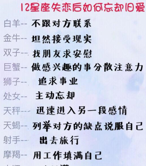 12星座失恋后如何忘却旧爱,狮子座追求事业射手座出去