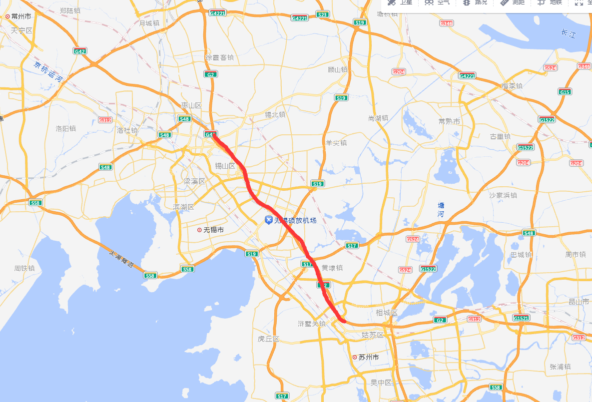 京沪高速无锡段京沪高速无锡段已达到了双向8车道,但拥堵仍是依旧