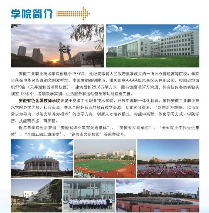 安徽有色金属技师学院隶属于安徽工业职业技术学院,位于安徽省铜陵市