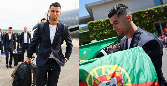 c罗抵达德国,西装造型太帅!率领葡萄牙全队亮相,展现主教练气质
