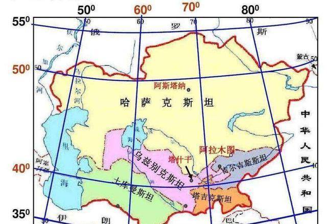 中北亚地区地图图片