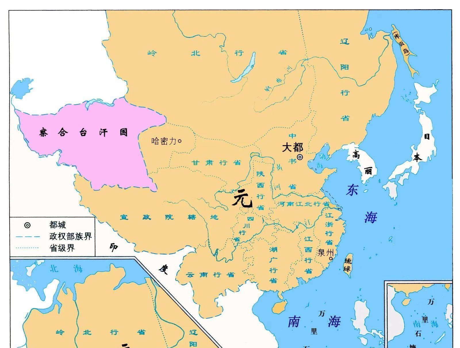 我们现在看到的各王朝地图,发现很多地图会向北延伸至西伯利亚甚至