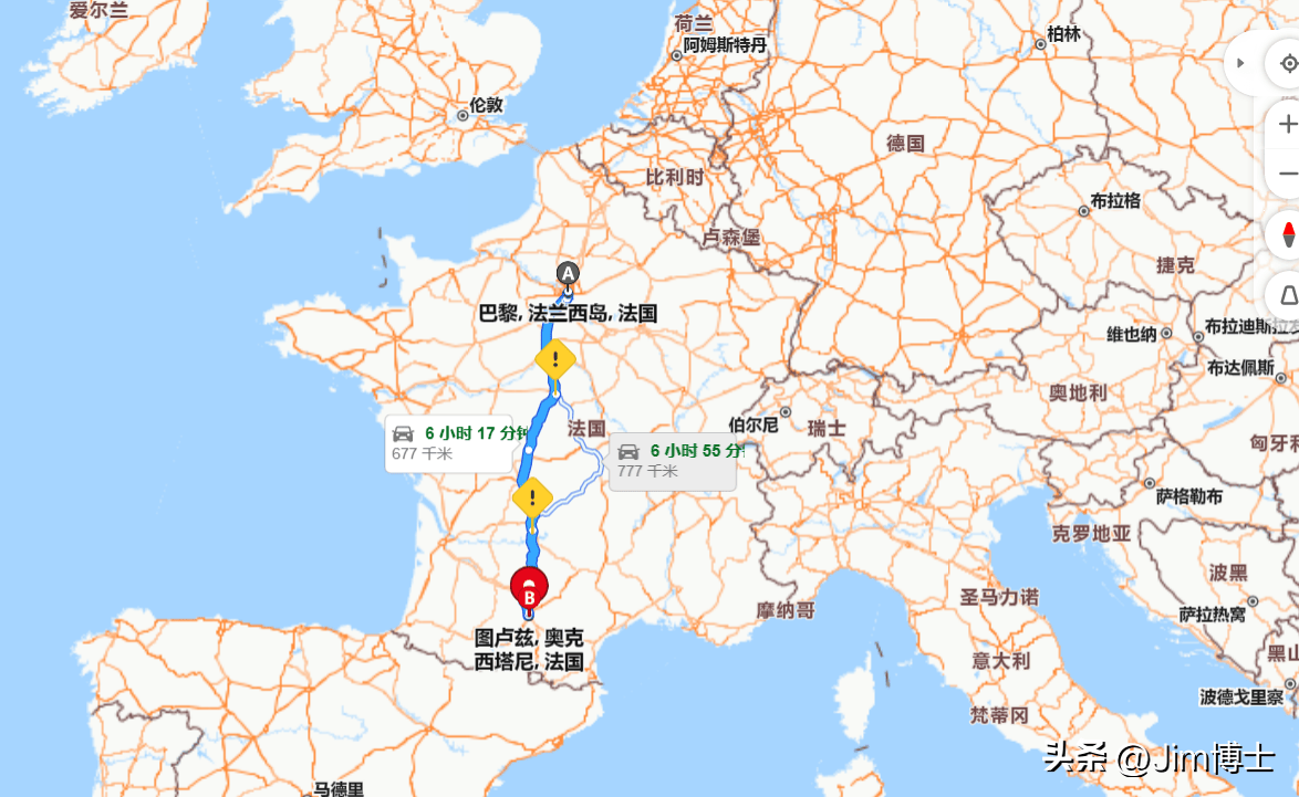 地图显示,这个地方距离图卢兹市区大概10公里.