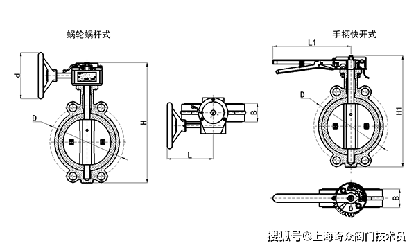 手动涡轮蝶阀构造图图片