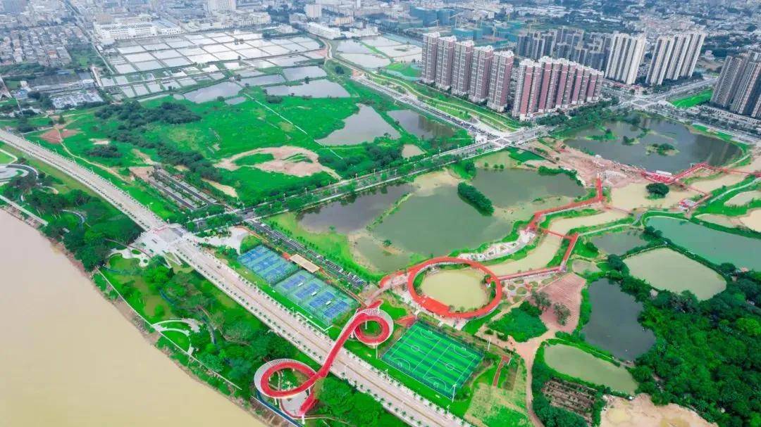 在建部分建成后从滨江体育公园的南侧停车场区上桥一直往石排公园的