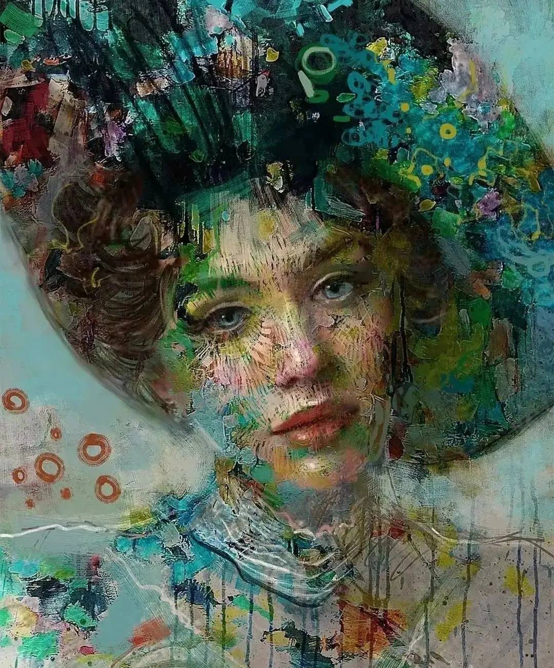 意大利表现主义画家michele petrelli肖像绘画