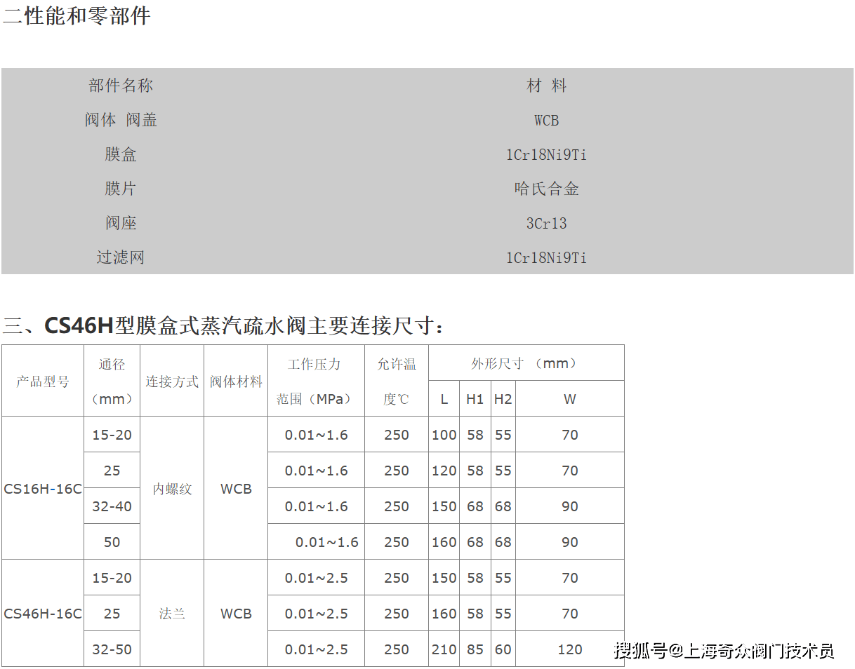 型膜盒式蒸汽疏水阀cs46h