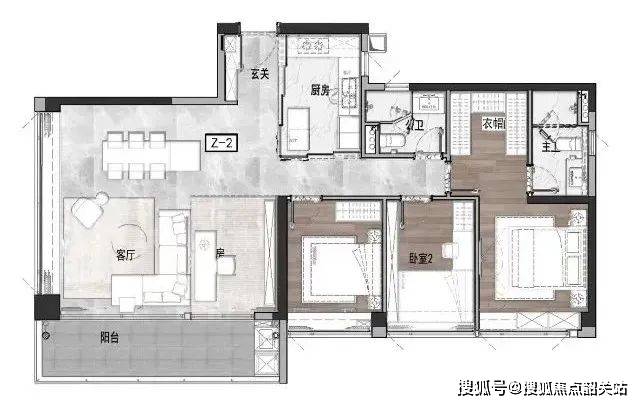 建面约128㎡户型图△建面约105㎡户型图户型品鉴第四:项目是单体楼