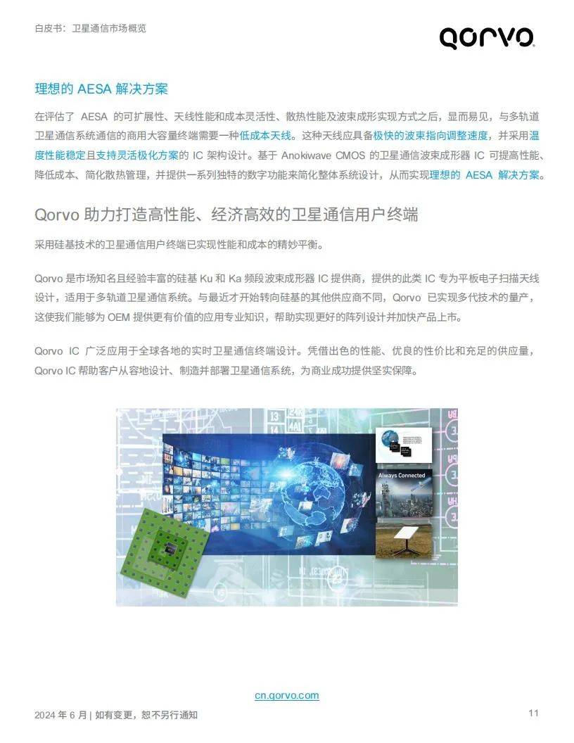 Qorvo：2024年卫星通信行业分析报告，卫星通信产业发展前景分析