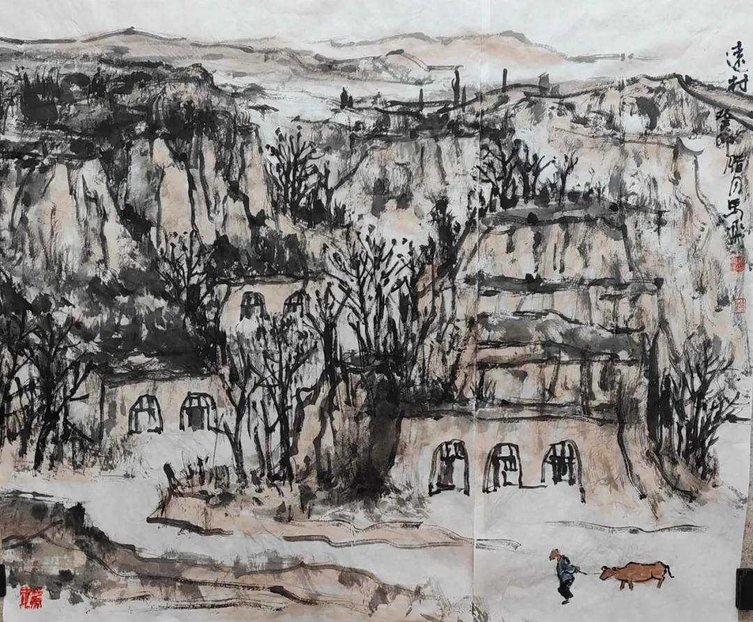作品欣赏2021年6月应扬州八怪纪念馆邀请"陕北风"山水画家马飞作品展