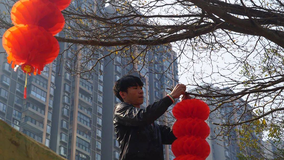 年味十足 横州市街头大红灯笼高高挂_主干道_盏盏_城市