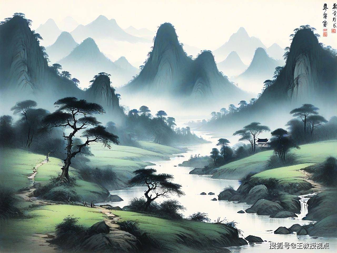 中国画山水创作欣赏:笔墨间流淌的自然与哲学之美