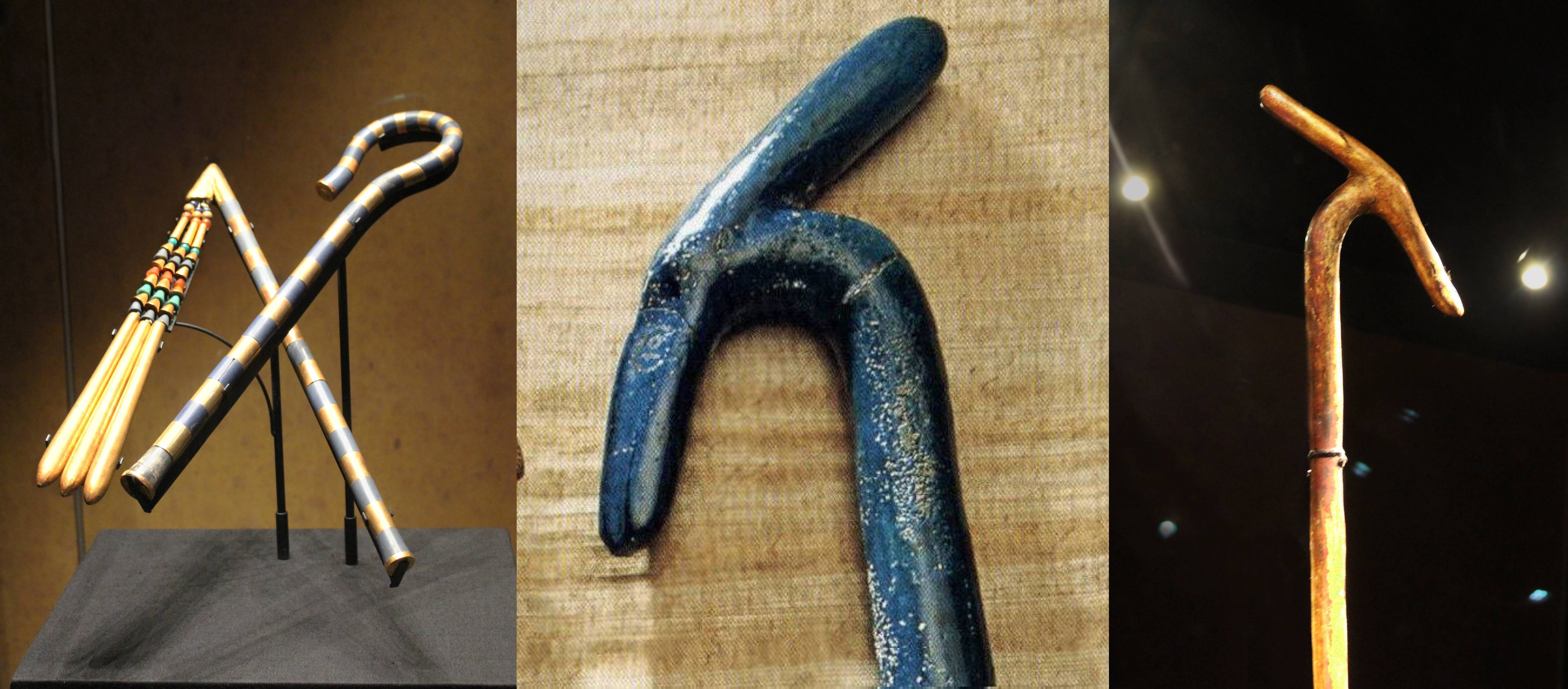 法老的标志性物品之一,图坦卡蒙的墓中发现了多根金色手杖和权杖,有些