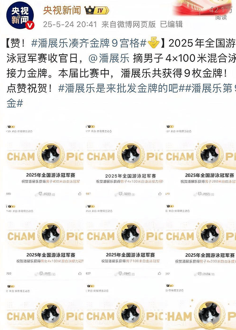 潘展乐全国游泳冠军赛9金传奇：水中猎豹的统治力