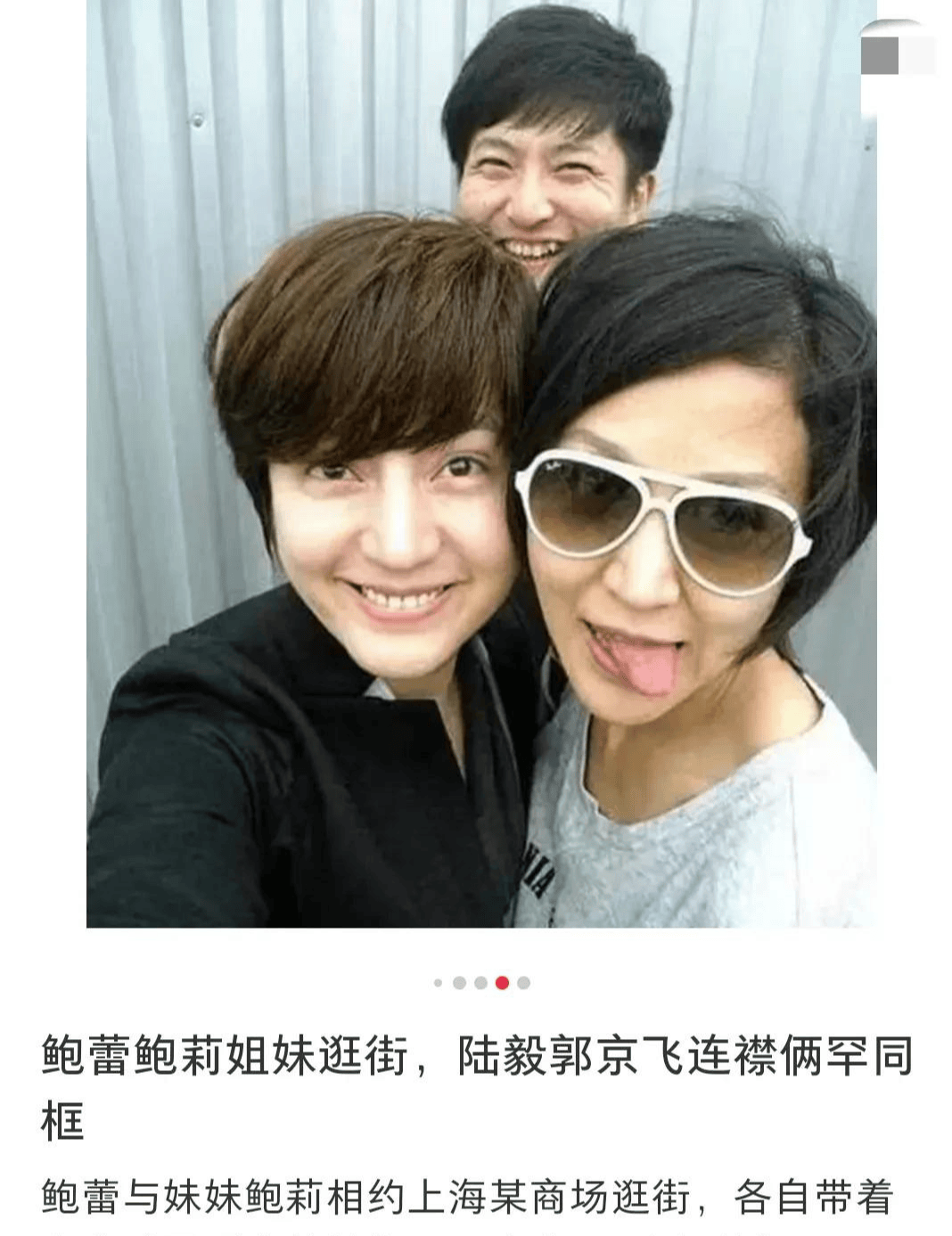 鲍蕾鲍莉两家罕见同框逛街,陆毅和郭京飞是连襟