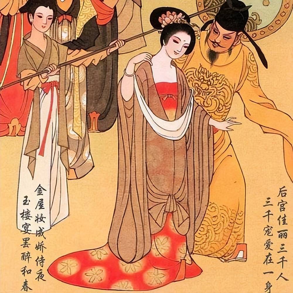 杨贵妃醉态残妆,玄宗怜爱笑道:"哪是妃子醉了,是海棠没睡醒"