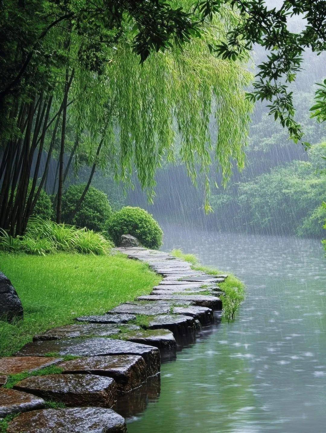 清平乐·听雨黄玉昆雷鸣雨漫闲步清溪畔