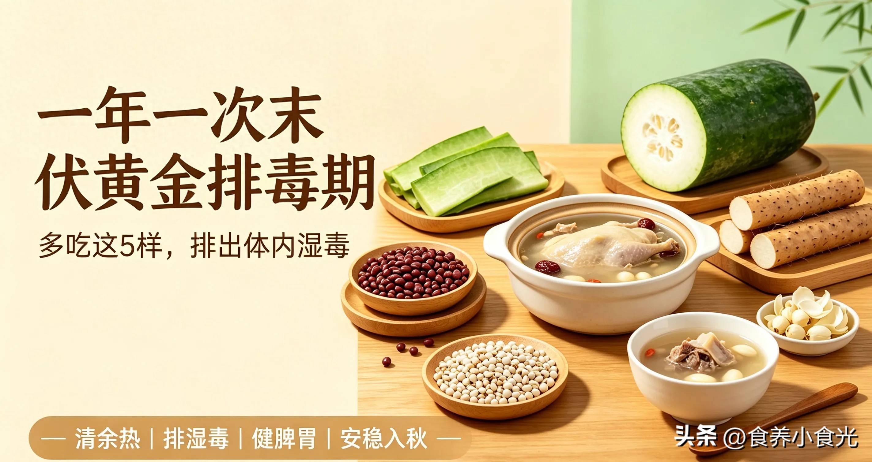 原创            一年一次末伏黄金排毒期！多吃这5样，排出体内湿毒，秋冬少生病