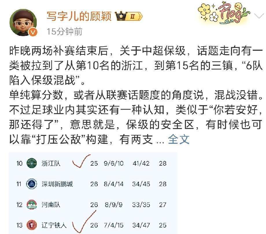 9月16日：津门虎跟队记者社媒解读保级格局，武汉三镇已经成为保级圈集体打压的公敌