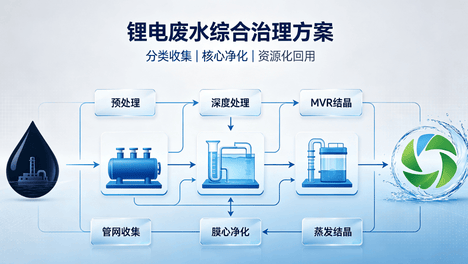 锂电废水如何处理？适配 NMP 重金属 高盐三类废水成套工艺
