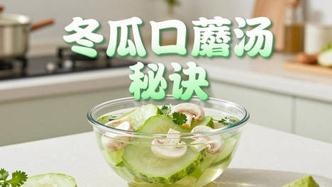 盛夏时节，没有什么比一碗清鲜可口的素汤更让人舒心的了。口蘑与冬瓜这对黄金搭档，搭配第三种神秘食材，就能碰撞出令人惊艳的鲜味炸弹！