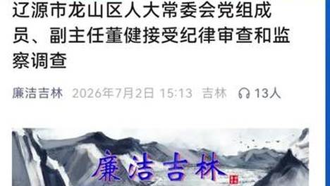 辽源市龙山区民生问题持续暴露 公职人大常委成员副主任董健被查
