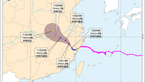 中央气象台继续发布台风蓝色预警，山东南部等地有大到暴雨