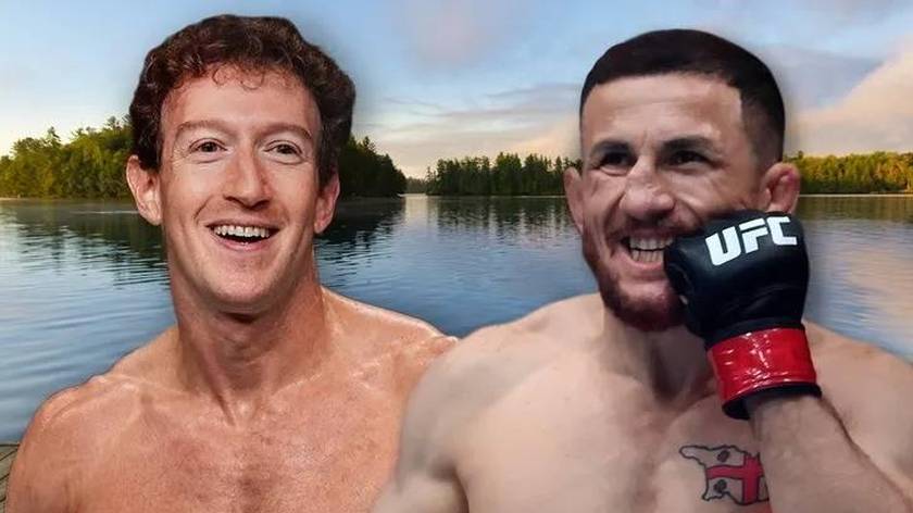 扎克伯格与UFC选手梅拉布在船上进行格斗，妻子一旁泛舟看热闹