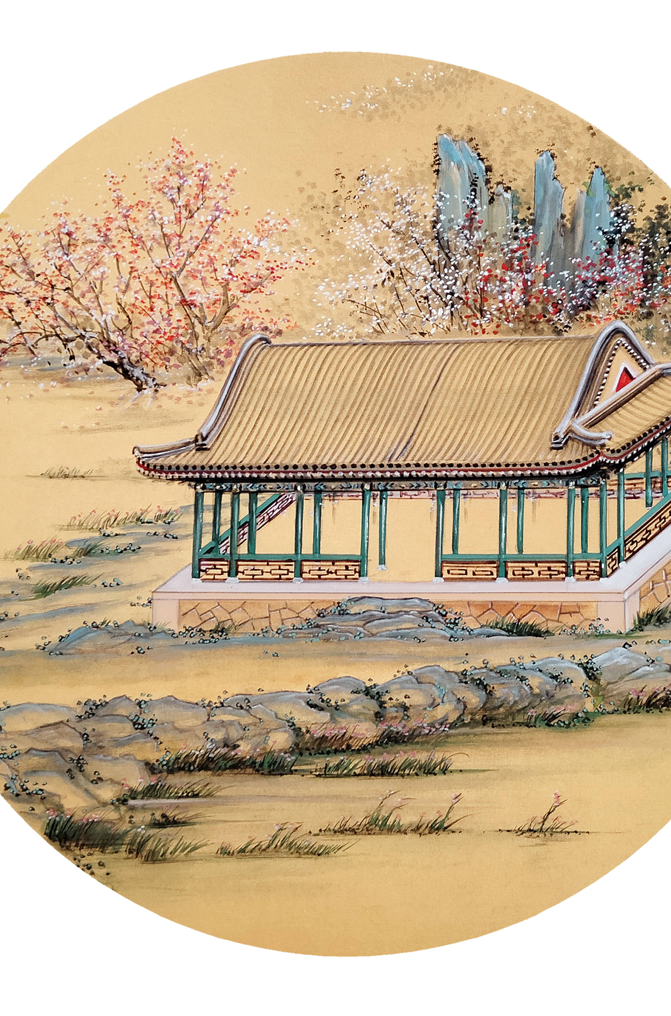 界画寒江---圆明园《廉溪乐处.水榭春景》