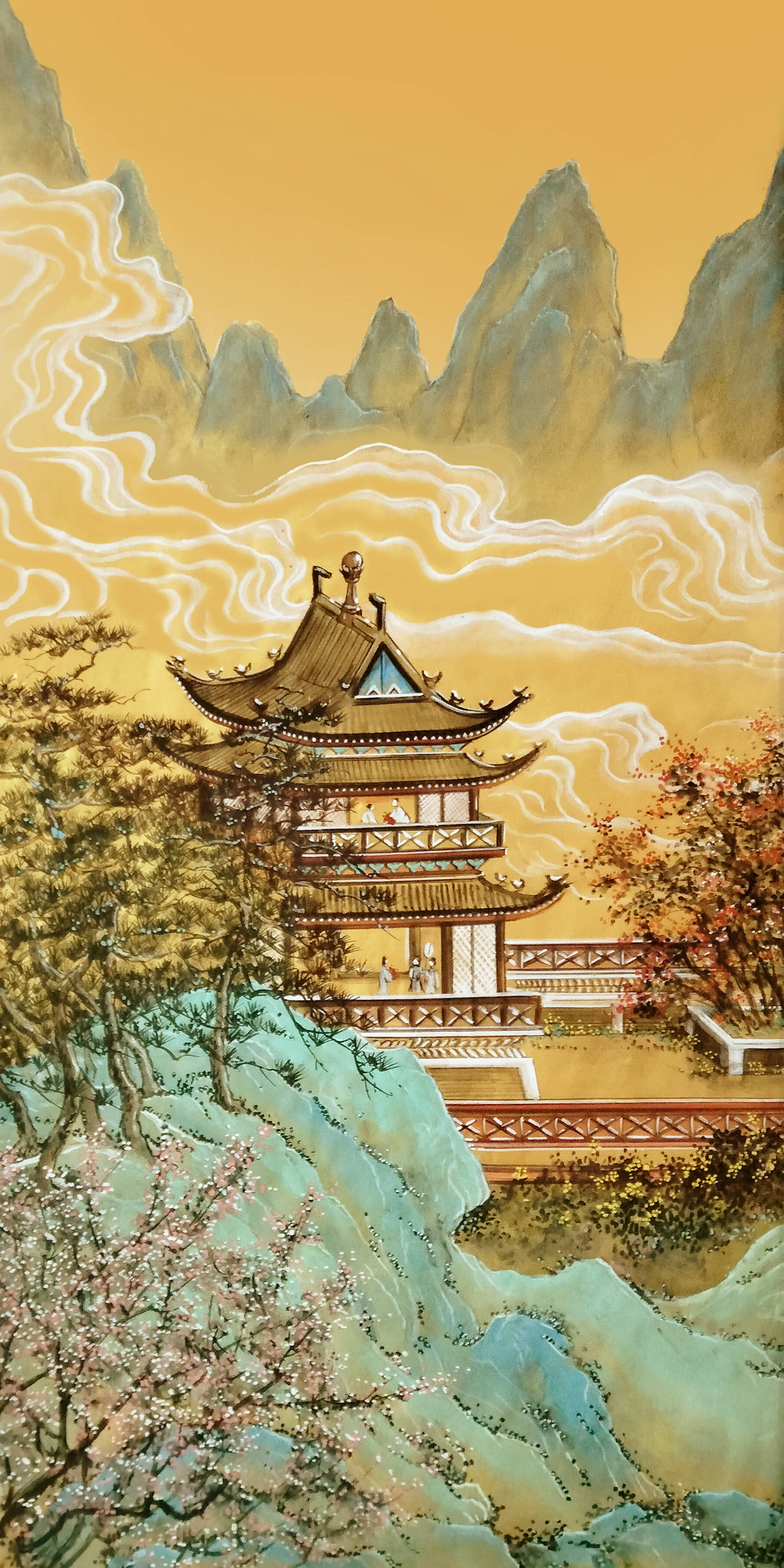 界画寒江---青绿山水界画《早春图》(全集)