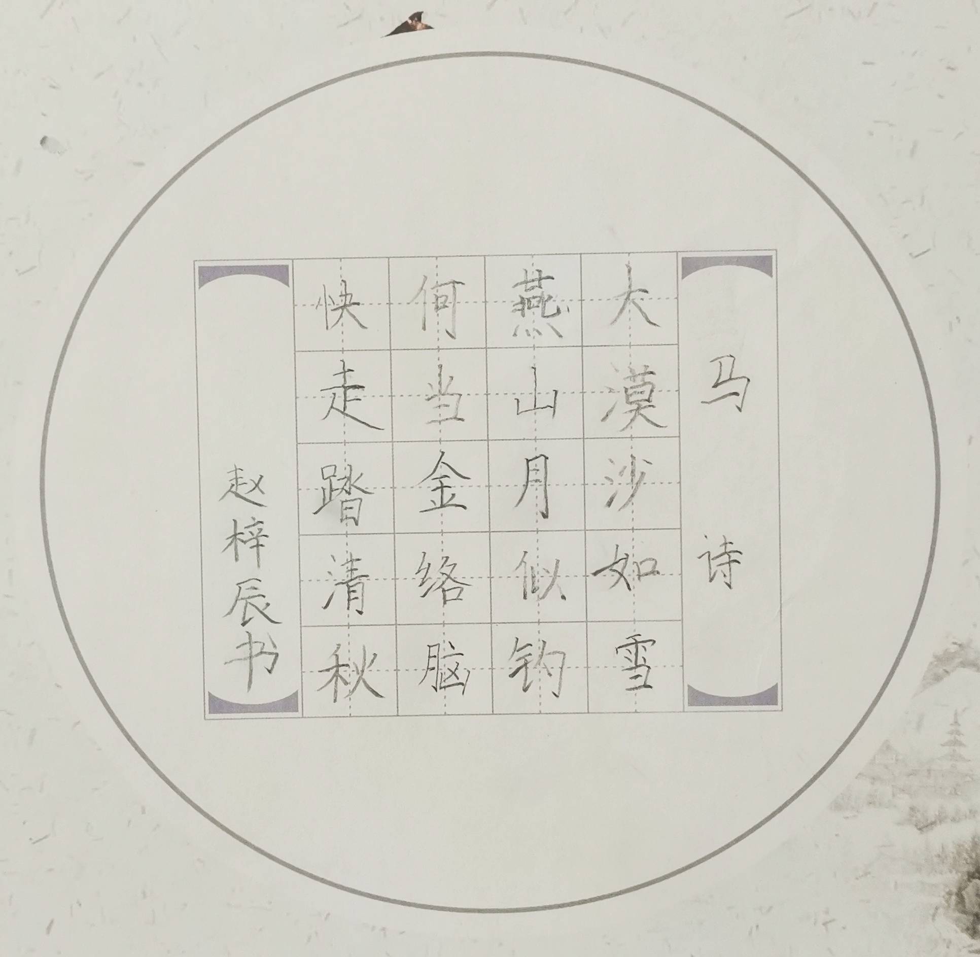 (1129)作者:姓名:胡欣昊,性别:男,年龄:8岁,硬笔书法,陕西省西安市.