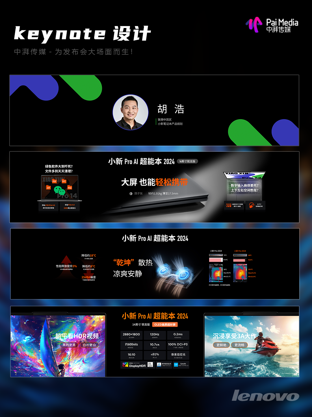 通常,一个好的keynote演讲会包含引人入胜的开场,核心内容的展示,令人