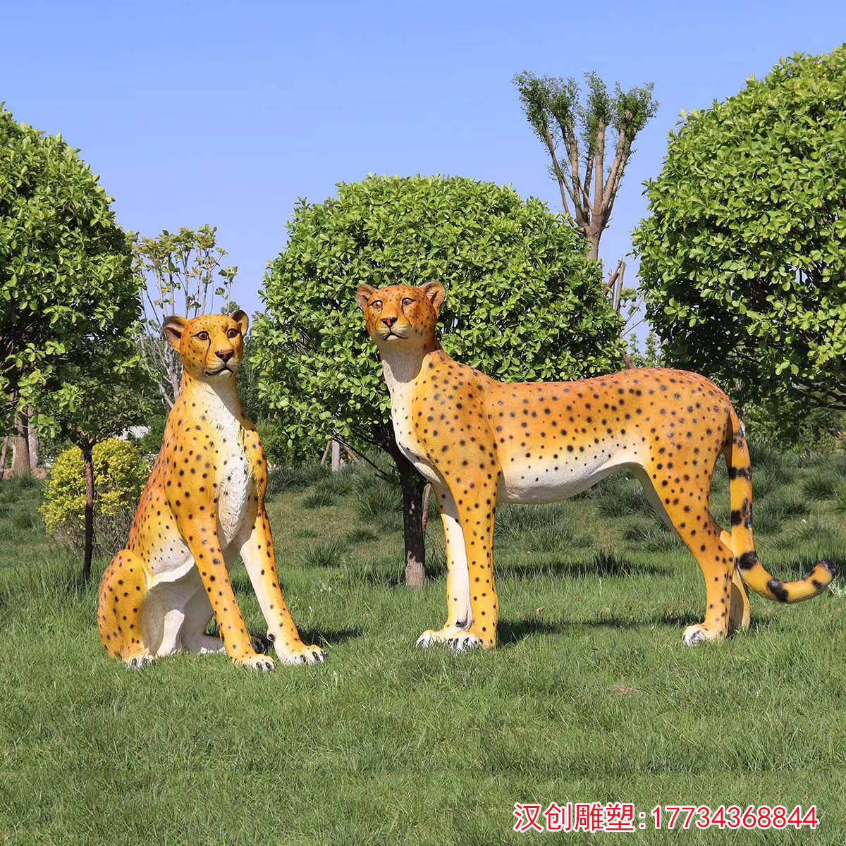 玻璃钢金钱豹雕塑 户外仿真动物雕塑_材料_自然界_艺术