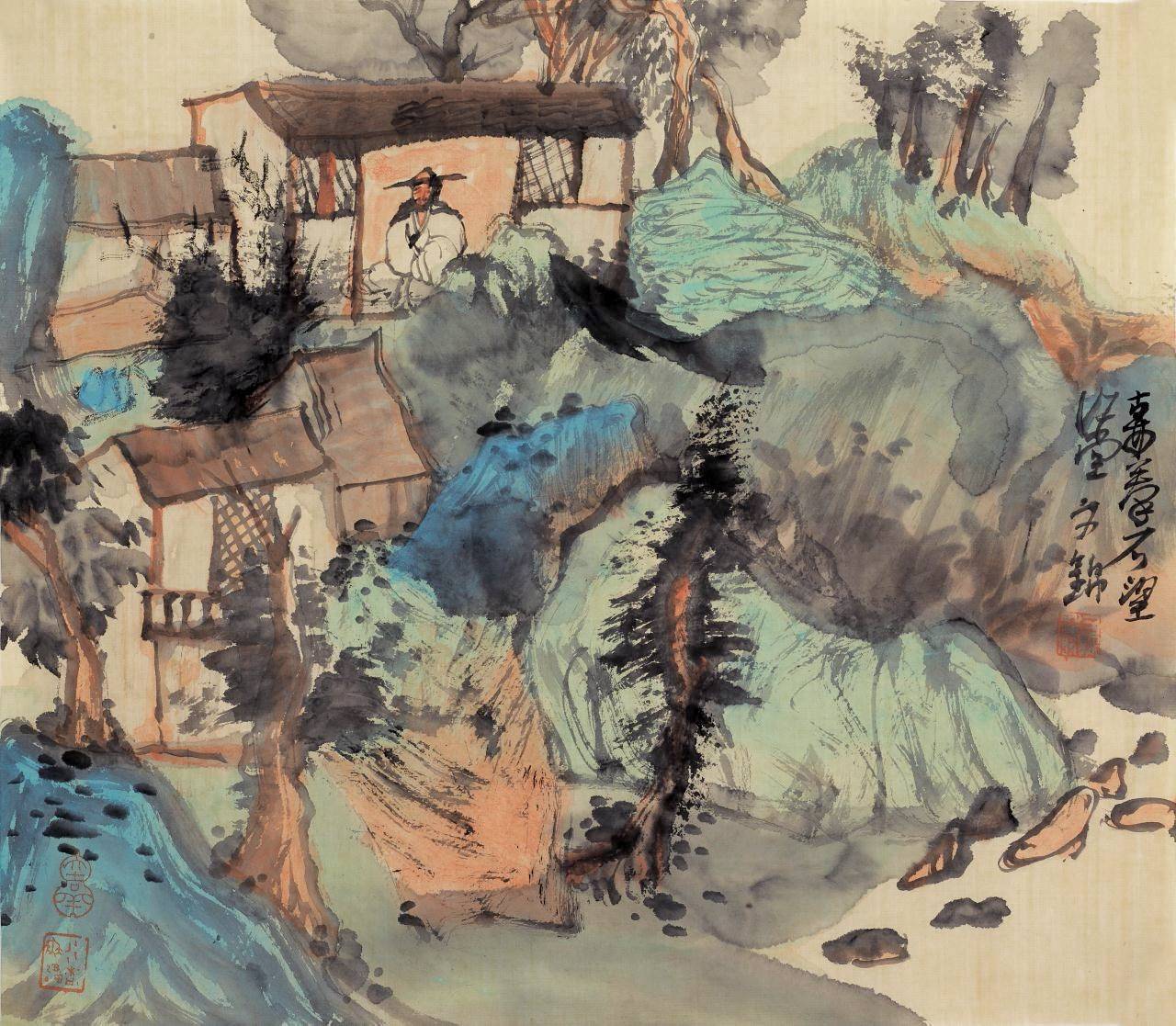 我喜欢秋冬却画出了春天盛文锦山水画