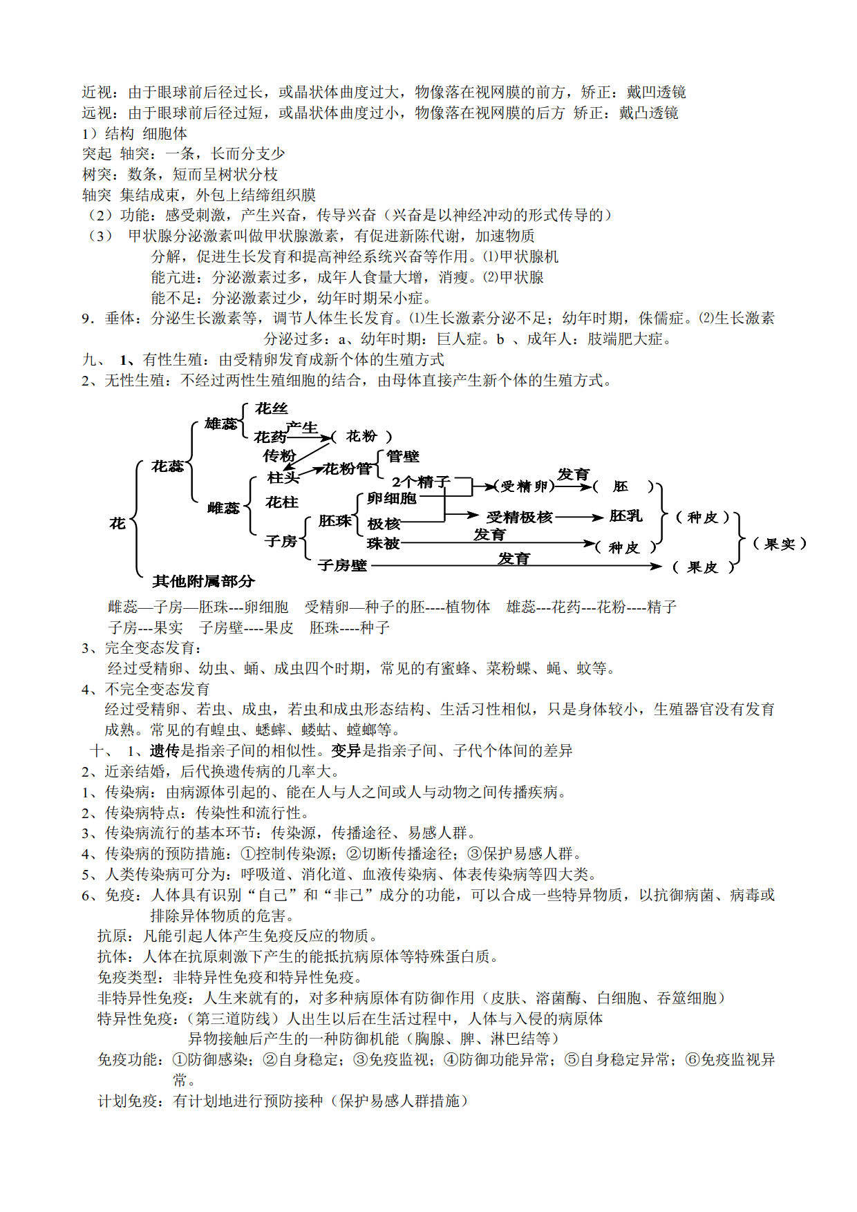 初中生物必考图知识点图片